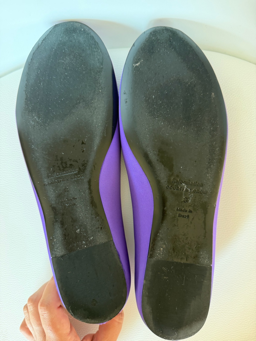 Reformation x Courtney Grow Satin Ballet Flats Purple Size 8 - Picture 6 of 6